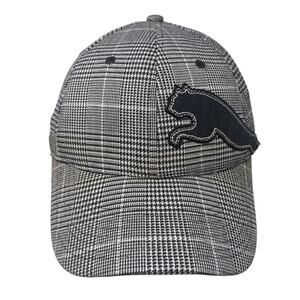 Puma Fitted Baseball Hat Gray One Size Embroidered Logo Plaid Outdoor